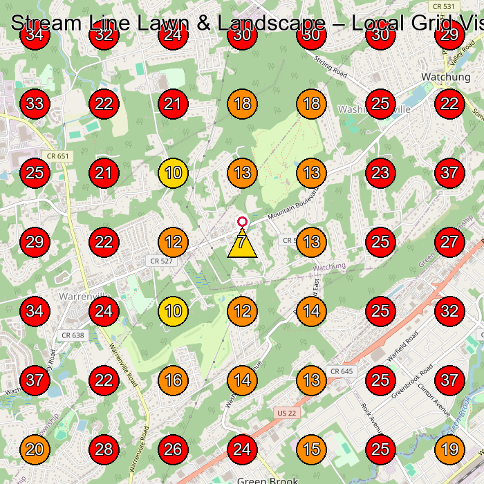 Stream Line Lawn & Landscape GeoGrid visibility map for Lawn Care Service in Millington